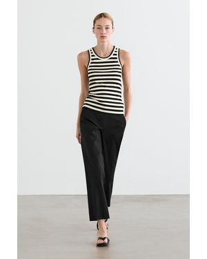 MASSIMO DUTTI Straight-Leg Linen Blend Pants - Black