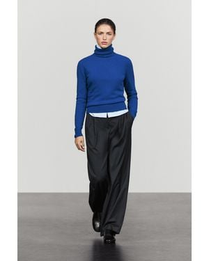 MASSIMO DUTTI Wool-Blend Knit Turtleneck Sweater - Blue