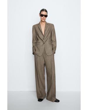MASSIMO DUTTI Mottled Detail Blazer - Grey