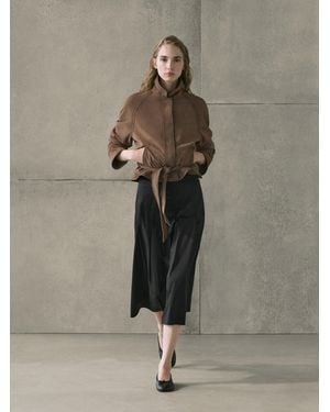 MASSIMO DUTTI Gonna Midi A Pieghe - Neutro