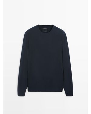 MASSIMO DUTTI Wool Knit Jumper - Blue