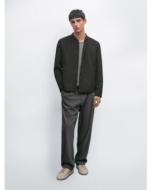 MASSIMO DUTTI Double Wool Blend Bomber Jacket - Multicolour