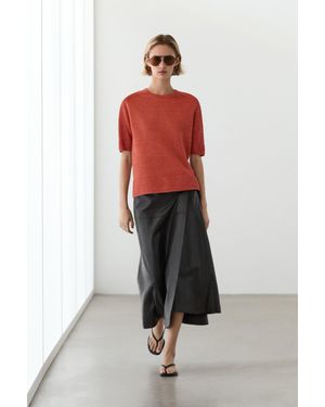 MASSIMO DUTTI Linen Knit Short Sleeve Jumper - Red