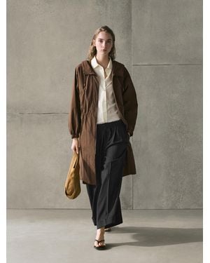 MASSIMO DUTTI Long Technical Fabric Parka - Brown