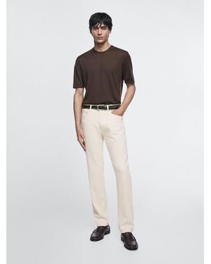 MASSIMO DUTTI Tapered Fit Jeans - White