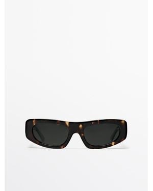 MASSIMO DUTTI Rectangular Sunglasses - Black