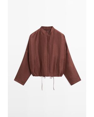 MASSIMO DUTTI Bomberjack Van Linnenmix - Rood