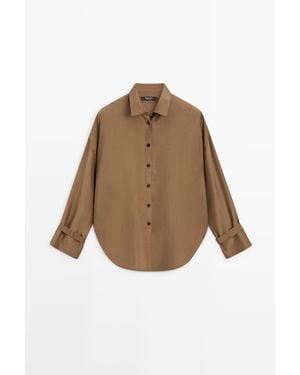MASSIMO DUTTI Chemise Fluide 100 Soie - Neutre