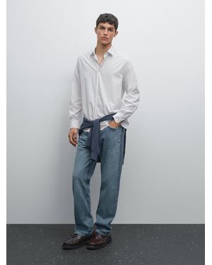 MASSIMO DUTTI Camisa Microraya Regular Fit - Gris