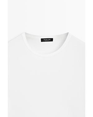 MASSIMO DUTTI 100% Cotton Short-Sleeve T-Shirt - Black