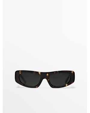 MASSIMO DUTTI Rectangular Sunglasses - Black