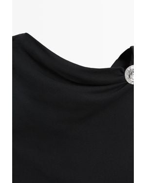 MASSIMO DUTTI Asymmetric Top With Rhinestone Detail - Black