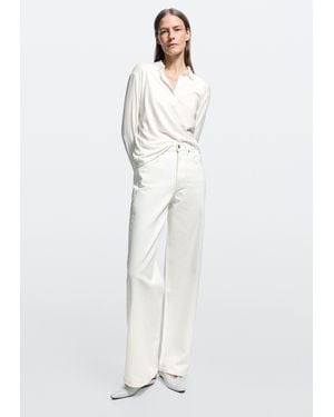 MASSIMO DUTTI High-Waist Wide-Leg Jeans - White