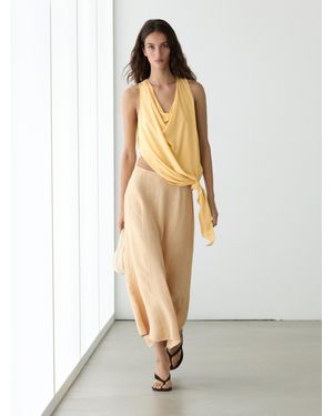MASSIMO DUTTI Flowing Flared Skirt - Natural