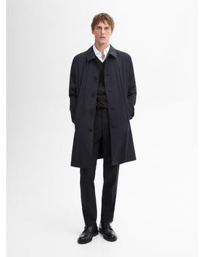 MASSIMO DUTTI Technical Wool Blend Trench Coat With Reversible Detail - Blue