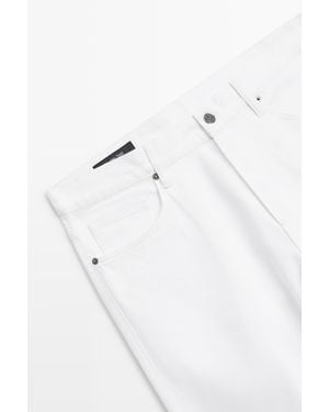 MASSIMO DUTTI Straight-Leg Denim-Effect Trousers - White