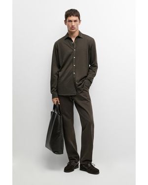 MASSIMO DUTTI Camisa Strech Slim Fit Con Algodón - Marrón