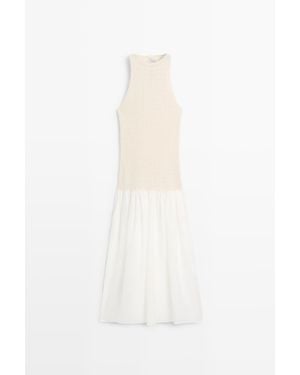 MASSIMO DUTTI Gecombineerde Halter Midi-Jurk - Wit