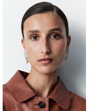 MASSIMO DUTTI Textured Medallion Earrings - Brown