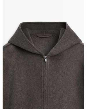 MASSIMO DUTTI Double-Knit Hooded Jacket With Wool Blend - Multicolour
