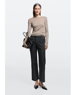 MASSIMO DUTTI Mid-Waist Cropped Flare Fit Jeans - Black