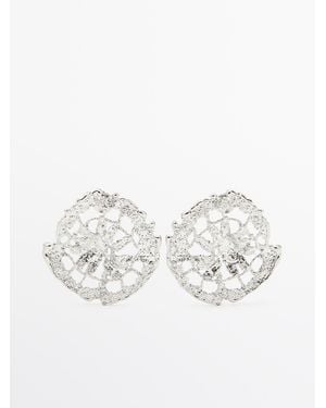 MASSIMO DUTTI Round Lace Earrings - White