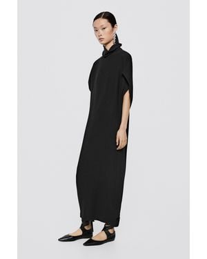 MASSIMO DUTTI Fluid High Neck Dress - Black