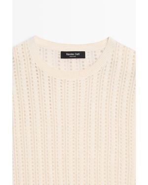 MASSIMO DUTTI Top Punto Calado Manga Corta - Neutro