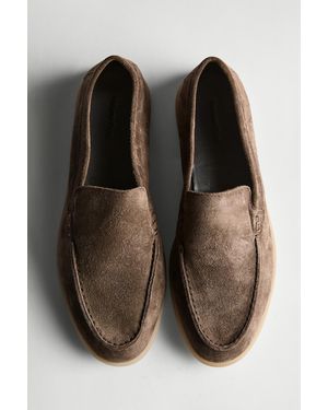 MASSIMO DUTTI Split Leather Loafers - Brown