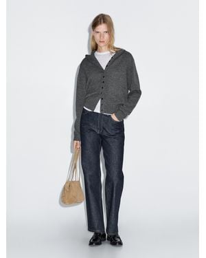 MASSIMO DUTTI Cárdigan Capucha 100% Lana - Azul