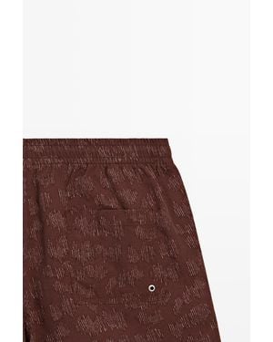 MASSIMO DUTTI Printed Swimming Trunks - Brown