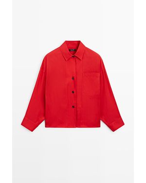 MASSIMO DUTTI Flowing Oversize Shirt With Pocket Detail - Red