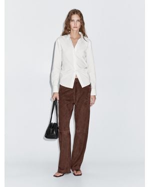 MASSIMO DUTTI Cotton Blend Stretch Shirt - White