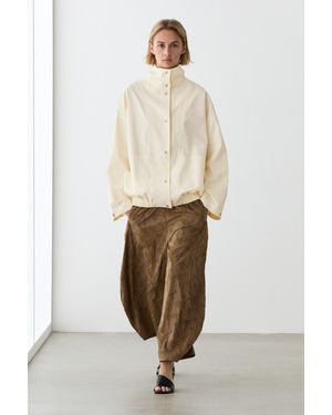 MASSIMO DUTTI Oversize Bomber Jacket With Snap Buttons - Natural