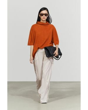 MASSIMO DUTTI 100% Wool Short Sleeve Knit Jumper - Orange