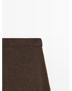 MASSIMO DUTTI Long Cotton Blend Knit Skirt - Multicolour