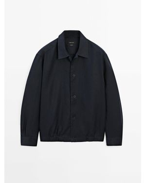 MASSIMO DUTTI 100% Linnen Overshirt - Blauw