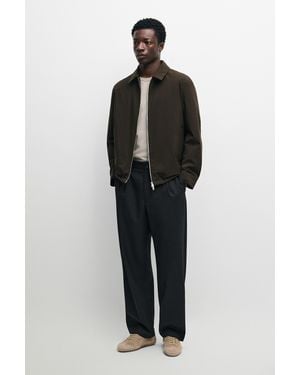MASSIMO DUTTI Pantalón Relaxed Fit Pinzas 100% Lana - Negro