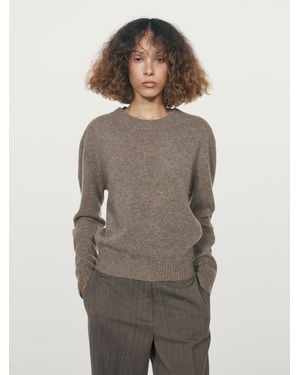 MASSIMO DUTTI Wool Blend Crew Neck Jumper - Grey