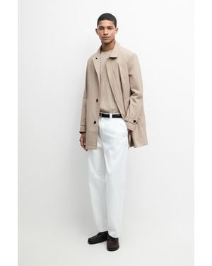 MASSIMO DUTTI Lightweight Long Trench Coat - White