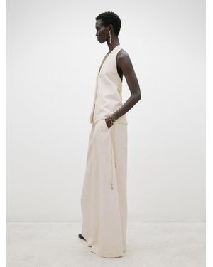 MASSIMO DUTTI Passendes Top Im Westen-Stil Und In Knitteroptik Mit Neckholder - Limited Edition - Gebrochen Weiss - M - Weiß