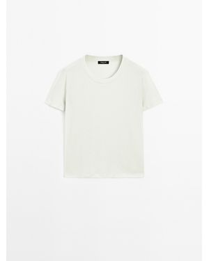 MASSIMO DUTTI Lichtgewicht T-Shirt Met Korte Mouw - Wit