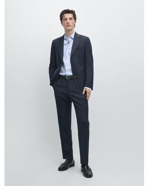 MASSIMO DUTTI Cold Wool Suit Trousers - Blue