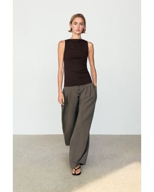 MASSIMO DUTTI Linen Blend Pleated Pants - Multicolor