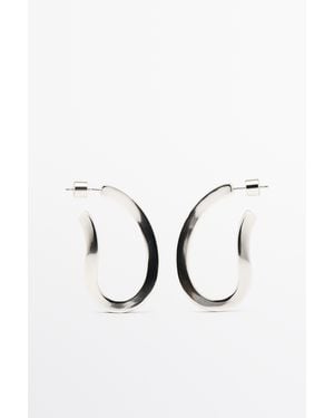 MASSIMO DUTTI Twisted Oval Hoop Earrings - Metallic