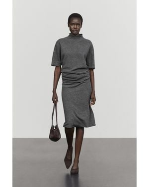MASSIMO DUTTI Wool Blend Mock Turtleneck Knit Sweater - Gray