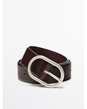 MASSIMO DUTTI Riem Van Nappaleer Met Ovale Gesp - Meerkleurig