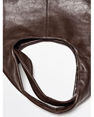 MASSIMO DUTTI Medium Nappa Leather Bag - Blue