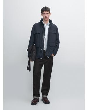 MASSIMO DUTTI Water-Repellent Puffer Jacket With Pockets - Blue