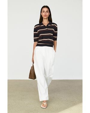 MASSIMO DUTTI 100% Cotton Striped Knit Polo - Multicolor
